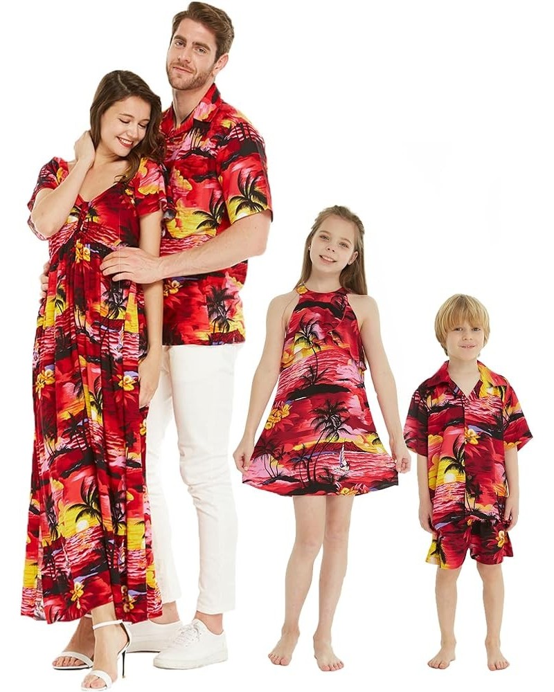 Matchable Family Hawaiian Luau Men Women Girl Boy Clothes in Sunset Red Women Women Short Poncho $8.40 Jewelry