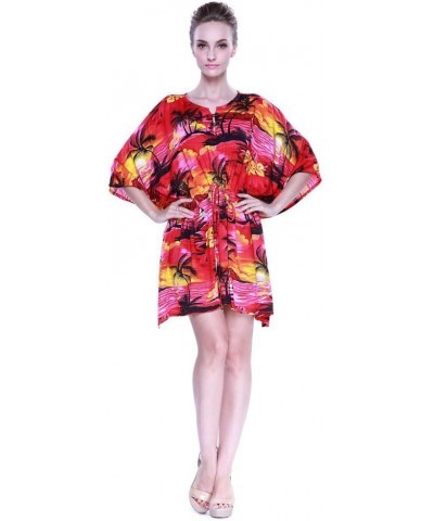 Matchable Family Hawaiian Luau Men Women Girl Boy Clothes in Sunset Red Women Women Short Poncho $8.40 Jewelry