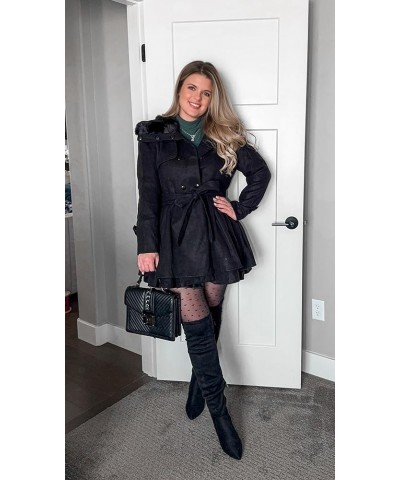 Women's Fashion Faux Fur Lapel Double-Breasted Thick Wool Trench Coat Winter Warm Jacket S-2XL Faux fur collar Black $24.59 C...