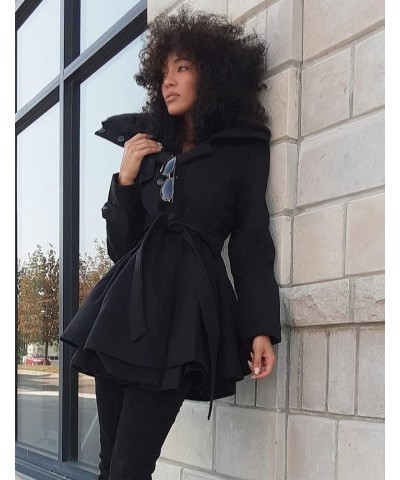 Women's Fashion Faux Fur Lapel Double-Breasted Thick Wool Trench Coat Winter Warm Jacket S-2XL Faux fur collar Black $24.59 C...