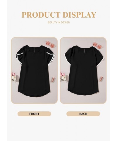 Womens Plus Size Tops Crewneck Lace Crochet Short Sleeve Blouses Summer Casual Polka Dot Tunic Shirts (1X-5X) B Black $17.35 ...