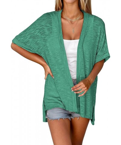 Womens Lightweight Cardigan 2024 Summer 3/4 Sleeve Cardigans Open Front Beach Coverup,S-XXL Green $16.00 Sweaters