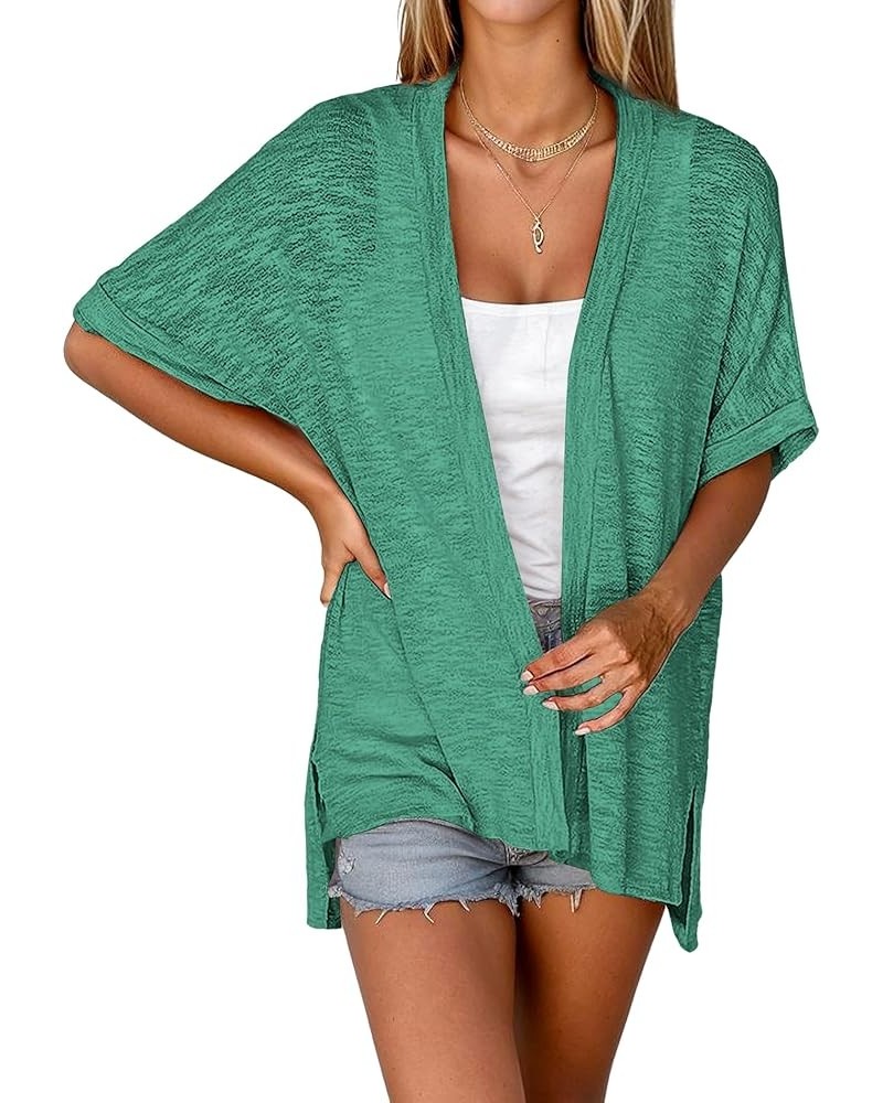 Womens Lightweight Cardigan 2024 Summer 3/4 Sleeve Cardigans Open Front Beach Coverup,S-XXL Green $16.00 Sweaters