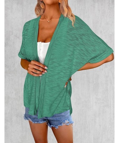 Womens Lightweight Cardigan 2024 Summer 3/4 Sleeve Cardigans Open Front Beach Coverup,S-XXL Green $16.00 Sweaters