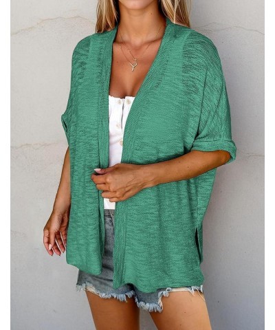 Womens Lightweight Cardigan 2024 Summer 3/4 Sleeve Cardigans Open Front Beach Coverup,S-XXL Green $16.00 Sweaters