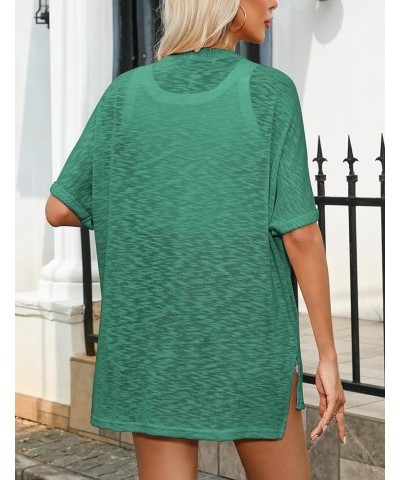 Womens Lightweight Cardigan 2024 Summer 3/4 Sleeve Cardigans Open Front Beach Coverup,S-XXL Green $16.00 Sweaters