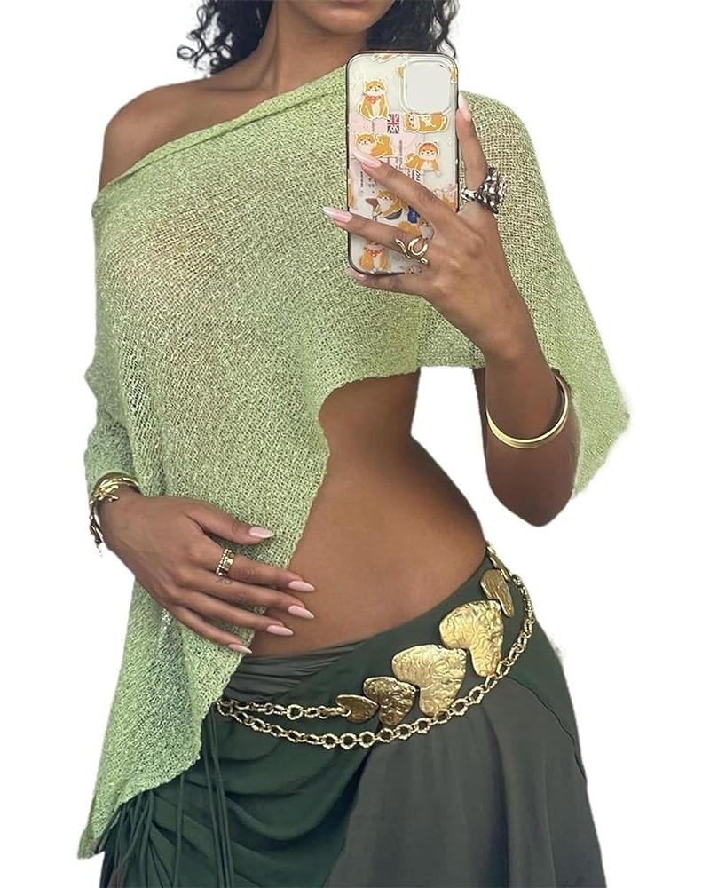 Women Crochet Hollow Out Long Sleeve Beach Shirt Crew Neck Bikini Swimsuit Cover Up See Through Tunic Pullover Tops Green $16...