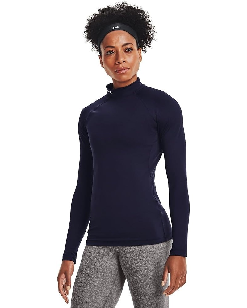 Women's ColdGear Authentics Mock Neck Midnight Navy (410)/White $24.55 Activewear