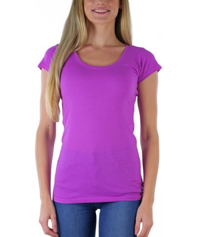 Women's Slim Fit Short Sleeve Crew Neck Tee Scoop Neck - Orchid $7.51 T-Shirts