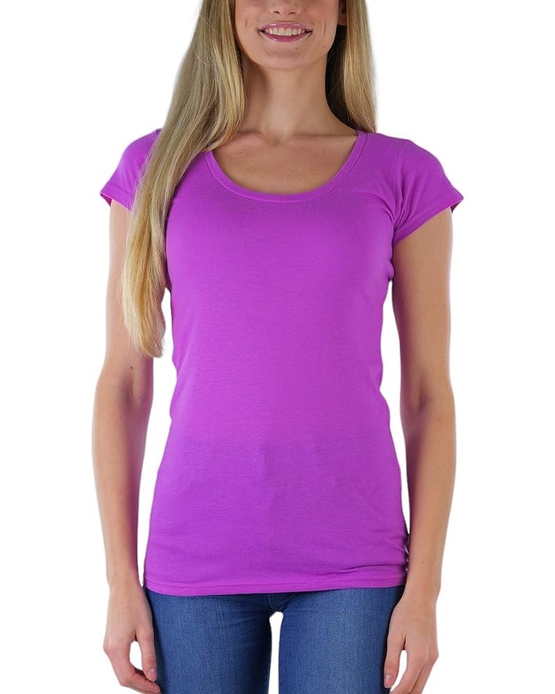 Women's Slim Fit Short Sleeve Crew Neck Tee Scoop Neck - Orchid $7.51 T-Shirts