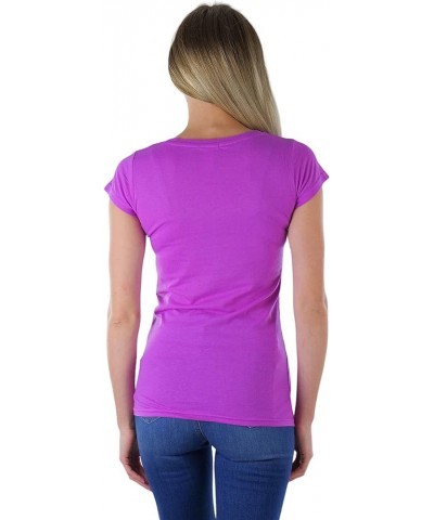 Women's Slim Fit Short Sleeve Crew Neck Tee Scoop Neck - Orchid $7.51 T-Shirts