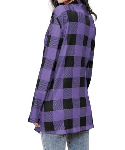 Women's Fleece Plaid Jacket Coats Trendy Open Front Long Sleeve Shacket Jackets Casual Fuzzy Cardigan Sherpa Outwear Plaid Sh...