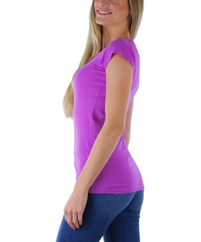 Women's Slim Fit Short Sleeve Crew Neck Tee Scoop Neck - Orchid $7.51 T-Shirts