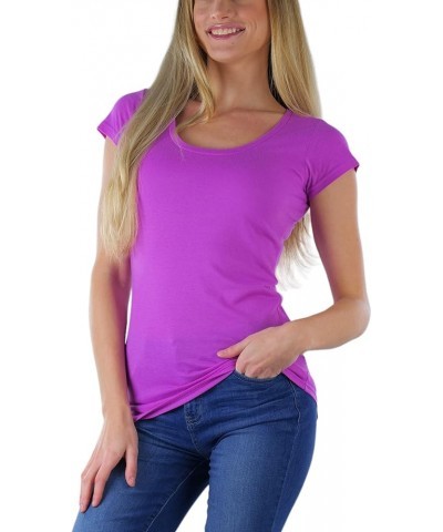 Women's Slim Fit Short Sleeve Crew Neck Tee Scoop Neck - Orchid $7.51 T-Shirts