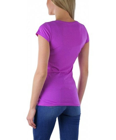 Women's Slim Fit Short Sleeve Crew Neck Tee Scoop Neck - Orchid $7.51 T-Shirts