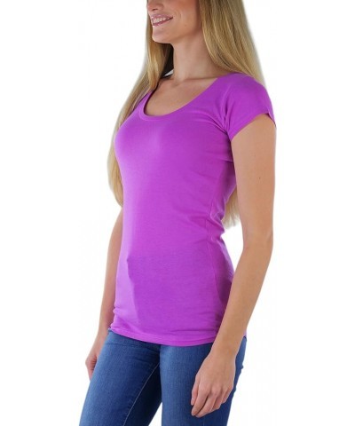 Women's Slim Fit Short Sleeve Crew Neck Tee Scoop Neck - Orchid $7.51 T-Shirts