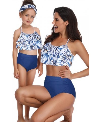 Mom and Daughter Matching Swimsuit Two Piece Bikini Sets Black Black Flower $10.25 Sets