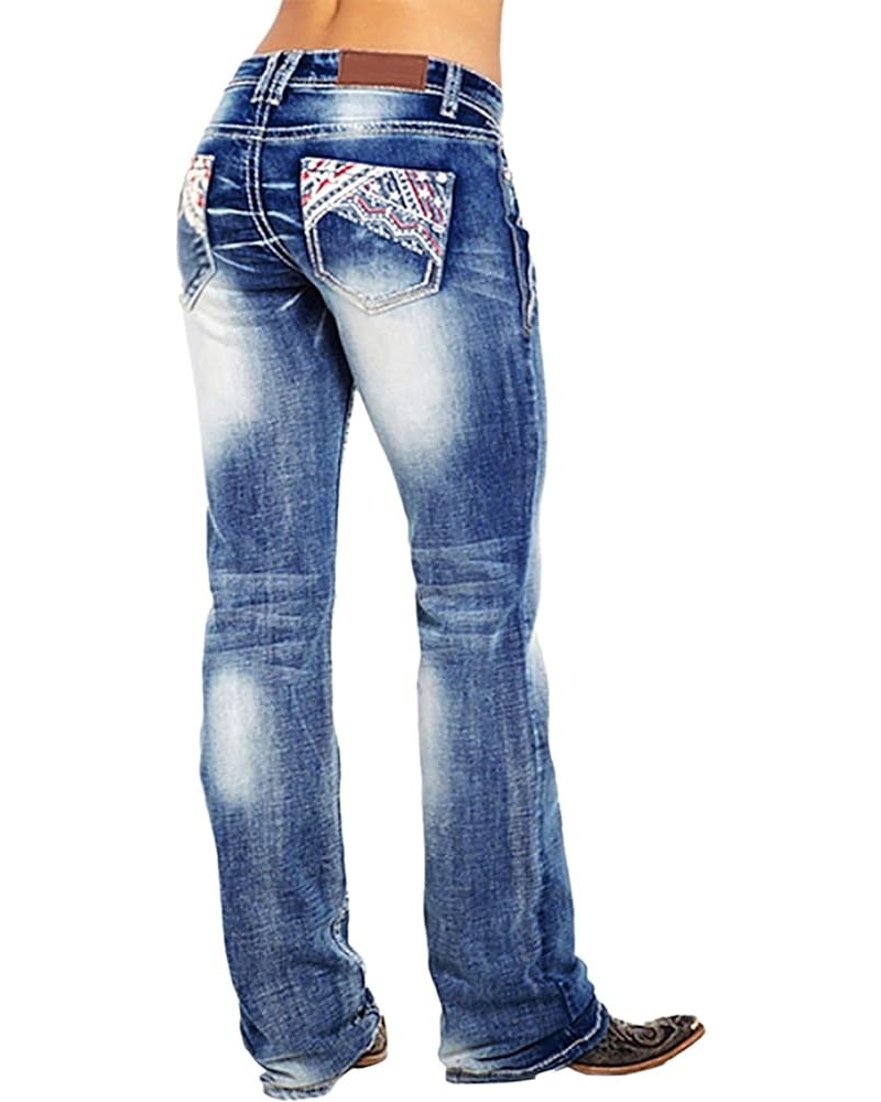 American Flag Mid Rise Bootcut Jeans for Women 08-dark Blue $22.87 Jeans