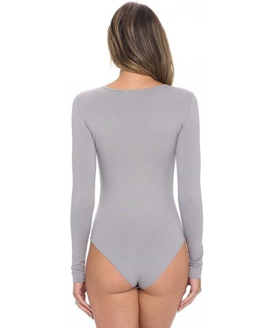 Long Sleeve Body Suit-Breathable Cotton Stretch Grey $10.00 Bodysuits