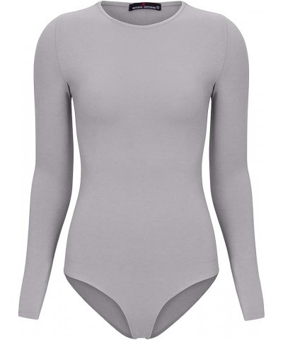 Long Sleeve Body Suit-Breathable Cotton Stretch Grey $10.00 Bodysuits