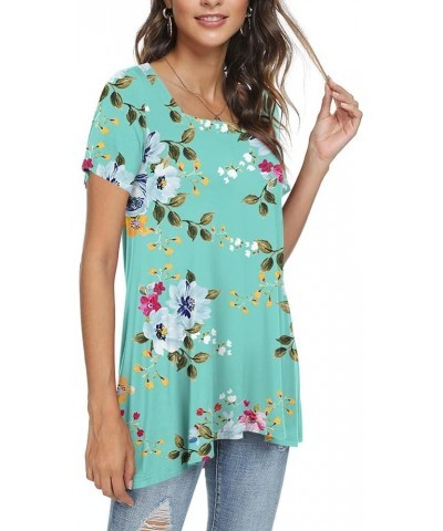 Plus Size Women's Summer Casual T-Shirt Short Sleeve Square Neck Tunic Tops for Leggings Square Neck-mint Green $9.84 Tops