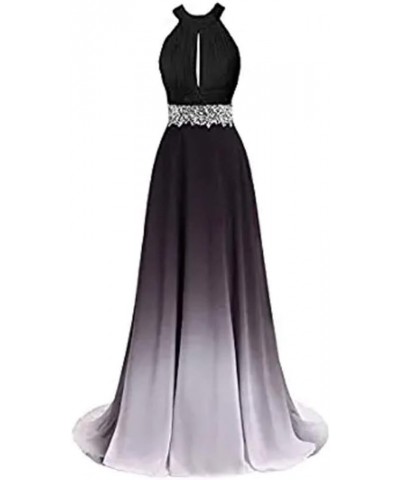 Women's One Shoulder Ombre Long Evening Prom Dress Wedding Party Gowns Black White2 $38.64 Dresses