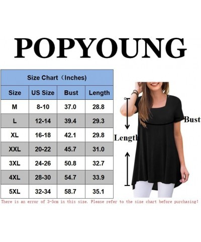 Plus Size Women's Summer Casual T-Shirt Short Sleeve Square Neck Tunic Tops for Leggings Square Neck-mint Green $9.84 Tops