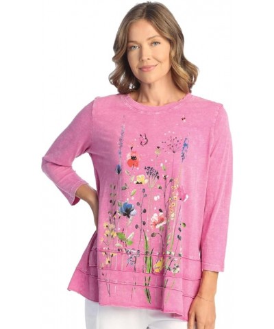 Floral Print Layered Tunic Top Gardenia Magenta $34.86 Tops