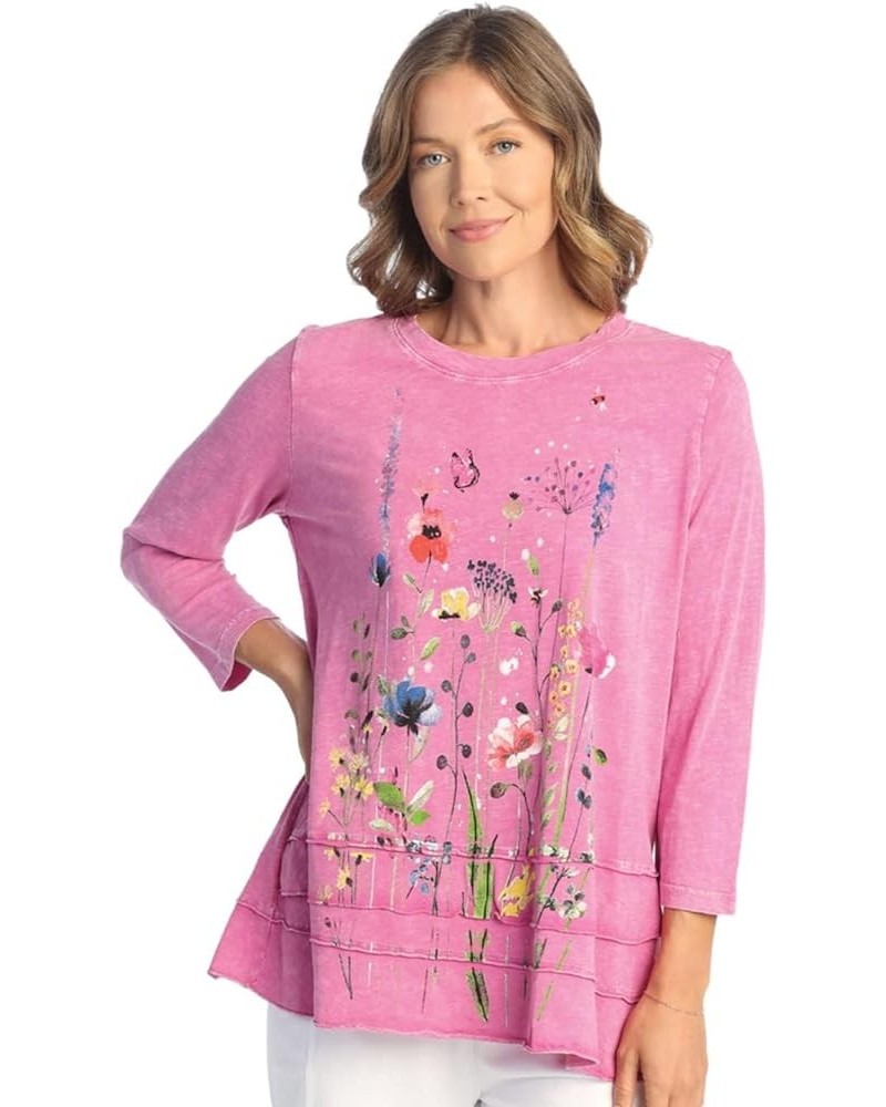 Floral Print Layered Tunic Top Gardenia Magenta $34.86 Tops