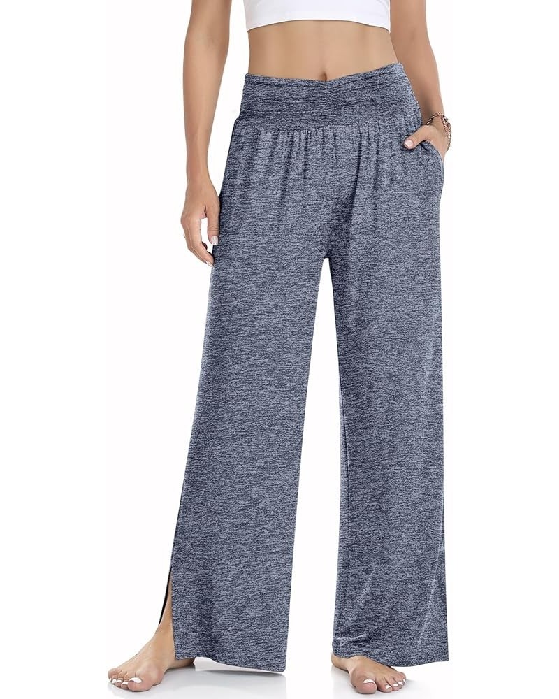 Women's Casual Loose Wide Leg Cozy Pants Yoga Sweatpants Comfy High Waisted Sports Lounge Pants with Pockets Heather Navy $11...