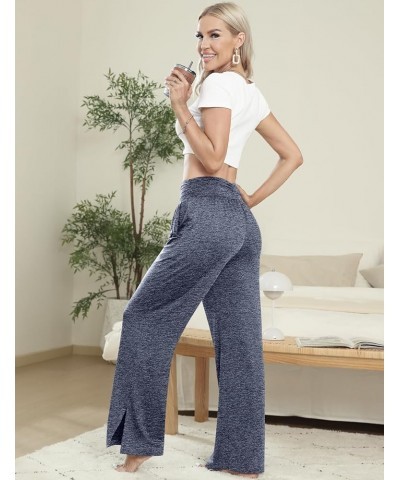 Women's Casual Loose Wide Leg Cozy Pants Yoga Sweatpants Comfy High Waisted Sports Lounge Pants with Pockets Heather Navy $11...