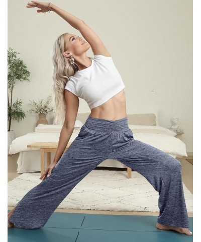 Women's Casual Loose Wide Leg Cozy Pants Yoga Sweatpants Comfy High Waisted Sports Lounge Pants with Pockets Heather Navy $11...