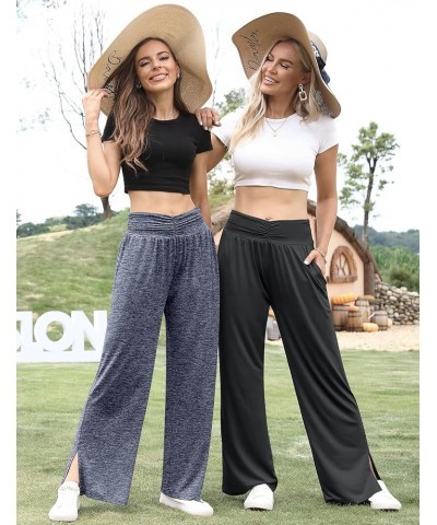 Women's Casual Loose Wide Leg Cozy Pants Yoga Sweatpants Comfy High Waisted Sports Lounge Pants with Pockets Heather Navy $11...