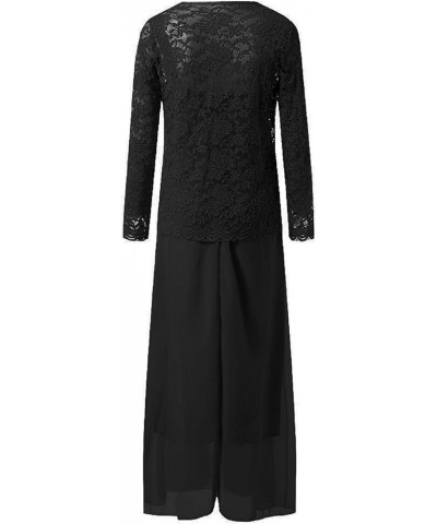 Womens Elegant Lace Long Maxi Dresses Mother of The Bride Dress Formal Gowns Plus Size Two Piece with Jacket Black $26.38 Dre...