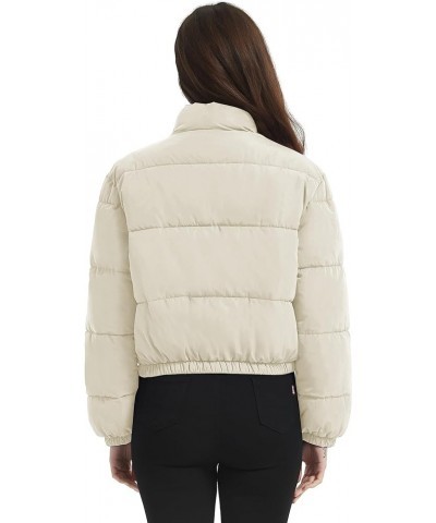 Women's Cropped Puffer Jacket Quilted Coat Baggy Puffer Short Down Outerwear with Pockets Z Beige $14.24 Jackets