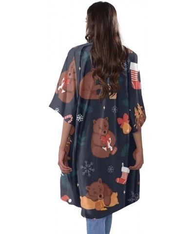 Women Summer Cardigan Casual Open Front Half Sleeve Loose Cover Ups Tops Kimono Plus Size Cartoon Christmas Bear $17.66 Swims...