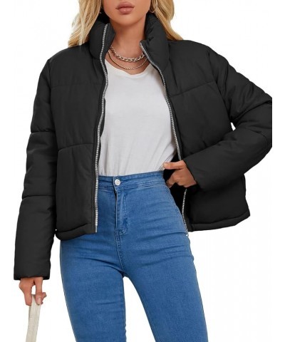 Women Faux Leather Jacket Long Quilted Hood Puffer Winter Coat Black Short $17.15 Jackets