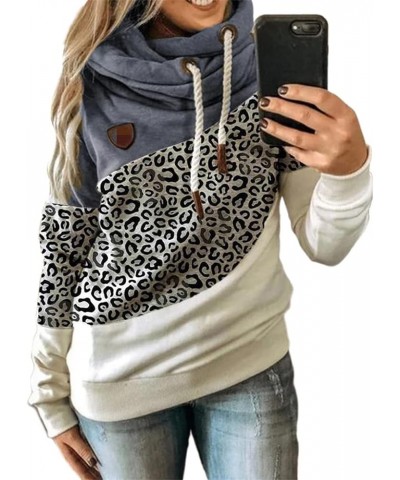 Hoodies for Women Cowl Neck Pullover Sweatshirts Casual Color Block Patchwork Long Sleeve Drawstring Jumper Tunic Tops Multi ...