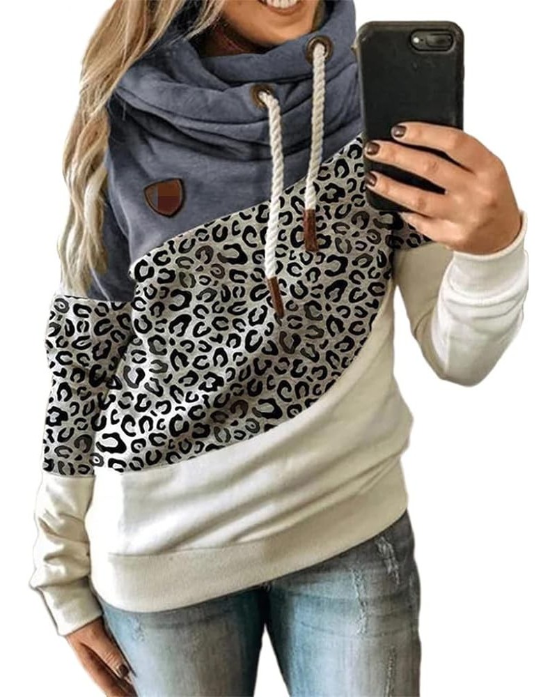 Hoodies for Women Cowl Neck Pullover Sweatshirts Casual Color Block Patchwork Long Sleeve Drawstring Jumper Tunic Tops Multi ...