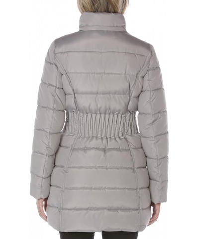 Women's 3/4 Puffer Jacket with Zig Zag Cinched Waist and Faux Fur Trim Hood Raw Silk $43.40 Jackets