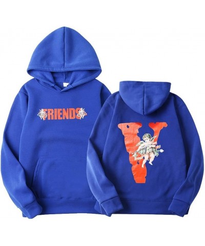 Fashion Trendy V Graphic Hoodies Personality Hip-hop V Letter Hoodie Couples Pullover Top Sweatshirt Sweater Blue $14.72 Hood...