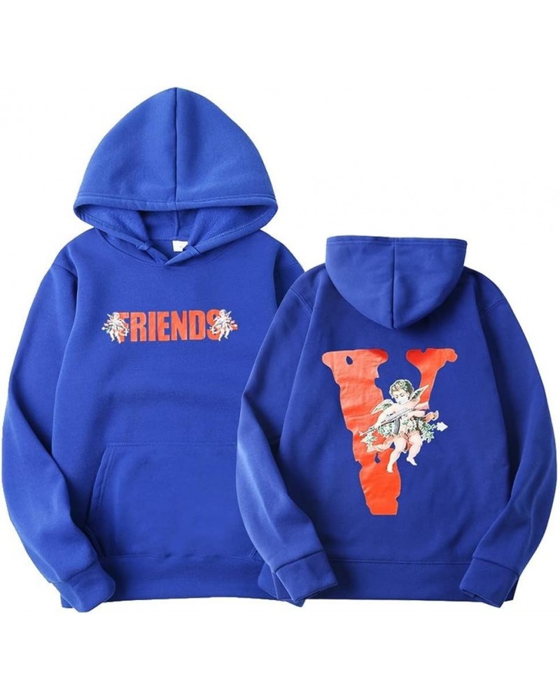 Fashion Trendy V Graphic Hoodies Personality Hip-hop V Letter Hoodie Couples Pullover Top Sweatshirt Sweater Blue $14.72 Hood...