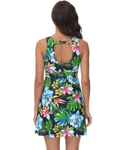 Women's Two Piece Swimsuits Tummy Control Back Cross Flowy Swimdress Bathing Suits with Boyshorts Swimwear Green Floral $17.1...