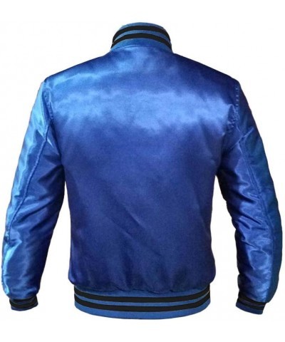 Original American Varsity Letterman College Baseball Bomber Satin Jackets Silver $50.34 Jackets