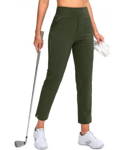 Women's Golf Pants Stretch Work Ankle Pants High Waist Dress Pants with Pockets for Yoga Business Travel Casual Army Green $1...