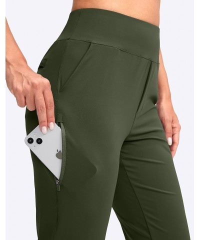 Women's Golf Pants Stretch Work Ankle Pants High Waist Dress Pants with Pockets for Yoga Business Travel Casual Army Green $1...