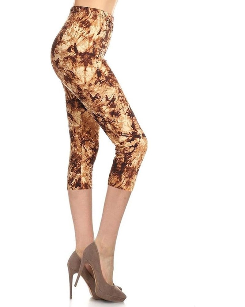 High Waisted Tie Dye & Fabric Print Leggings for Women - Reg, Plus, 1X3X, 3X5X Capri Gold Glow $10.07 Leggings