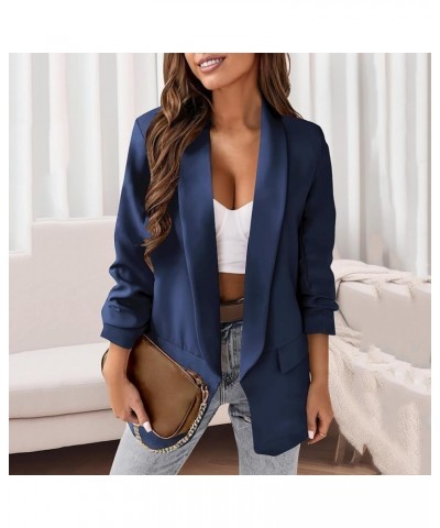 Womens Lightweight Blazers Casual Basic Blazer Open Front Long Sleeve Lapel Cardigans Work Office Suit Jackets Outfits Navy $...