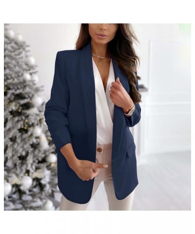 Womens Lightweight Blazers Casual Basic Blazer Open Front Long Sleeve Lapel Cardigans Work Office Suit Jackets Outfits Navy $...