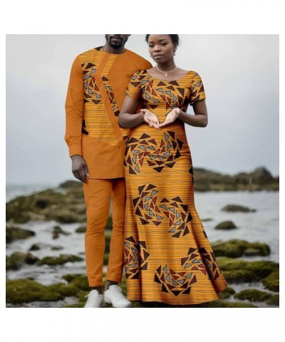 Africa Couples Men's Long Sleeve Irregular Printed Fabric Patchwork Top and Pants Women's Classic Dress Long Dress Men 649 44...